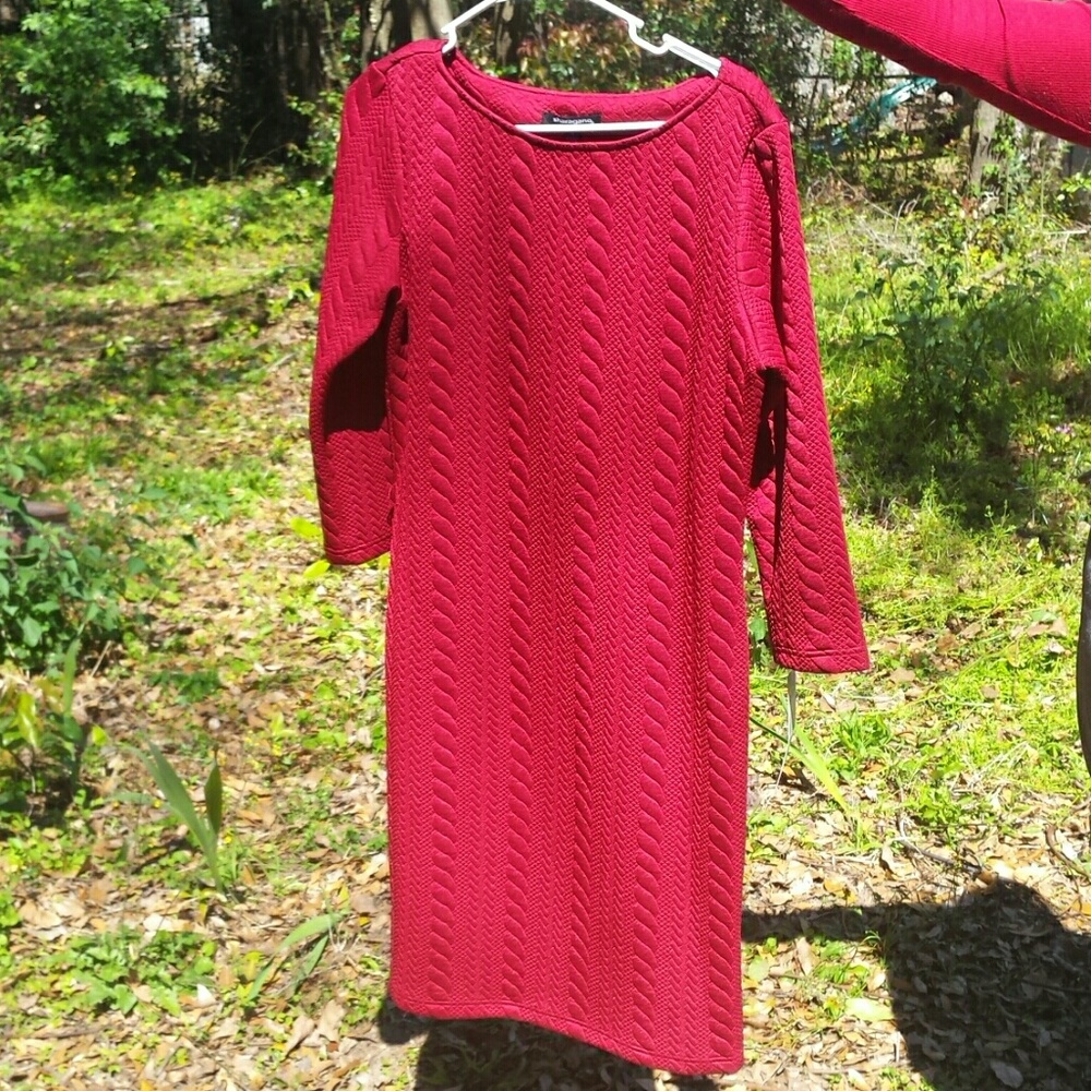 Red stretch 3/4 arm length dress (new)